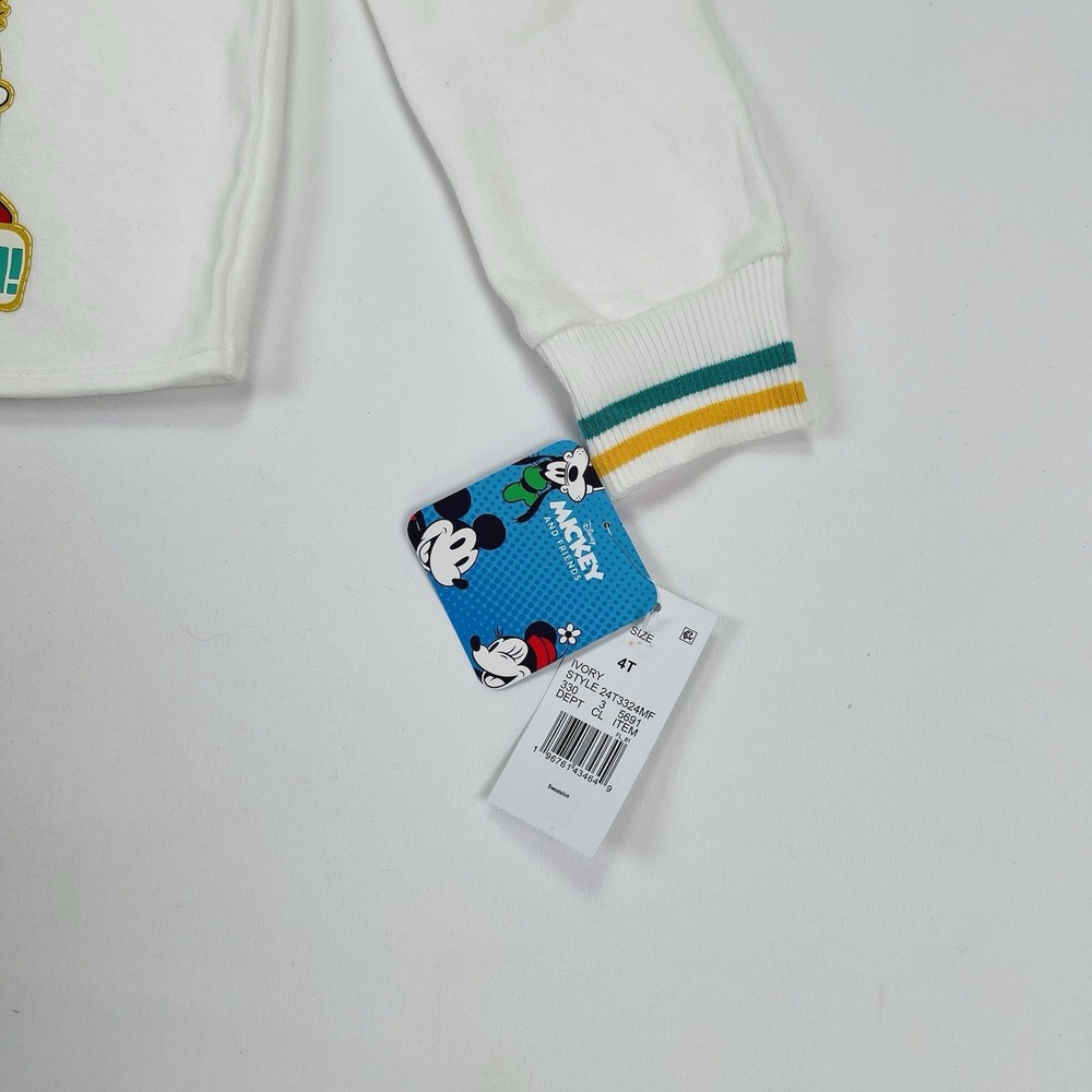 Mickey Mouse & Friends white quarter-zip fleece pullover top Sweatshirt New 4T - Picture 3 of 14